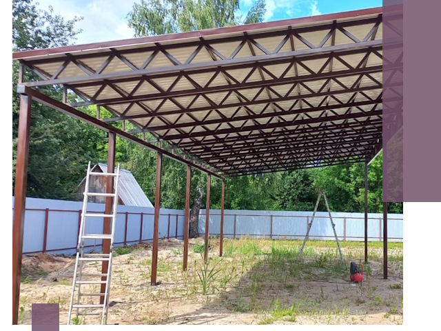 Односкатные навесы под ключ в Кинели — изготовление и монтаж