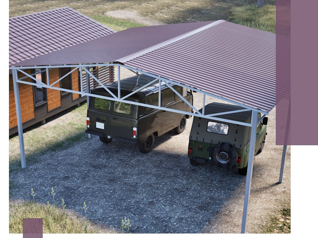 Двускатные навесы под ключ в Кинели — изготовление и монтаж